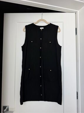 H&M Black Sleeveless Mini Dress with Gold Buttons